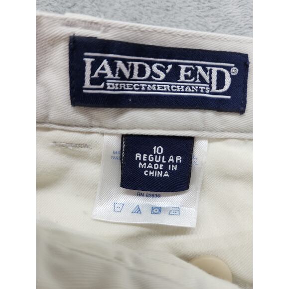 Lands End High Rise Tapered Chino Pant Size 10 Beige Cotton Casual Office Preppy - Picture 4 of 11